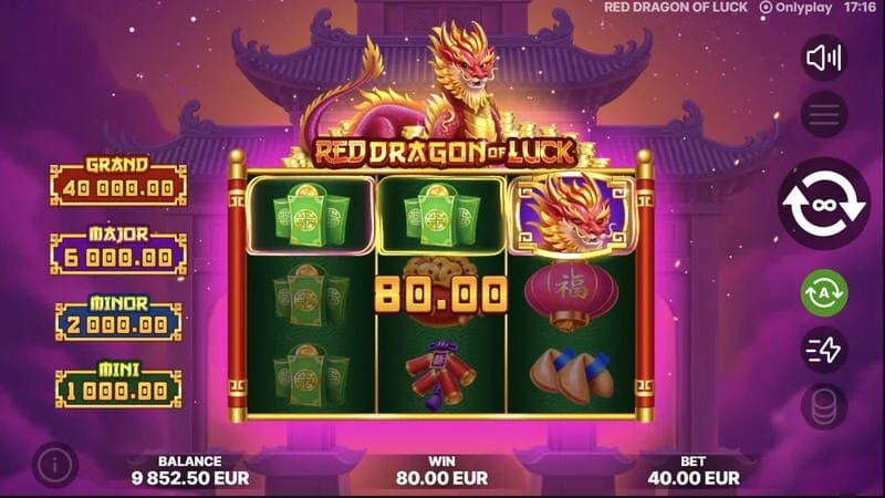Red Dragon of Luck - caduta di simboli con valori nel gioco base